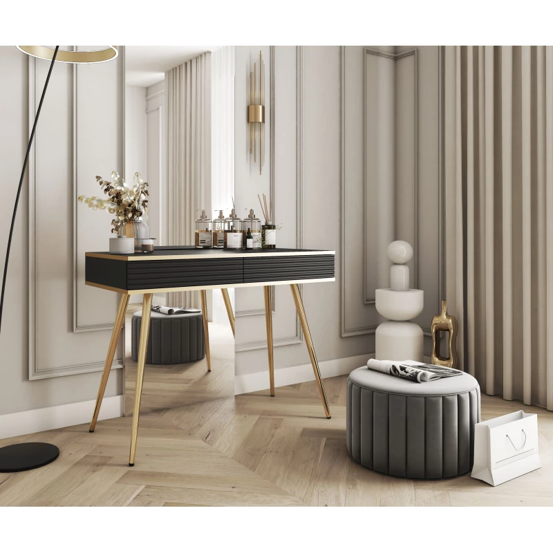 Konzolový stolek JENY 2 - černý / zlatý / zlaté nožky