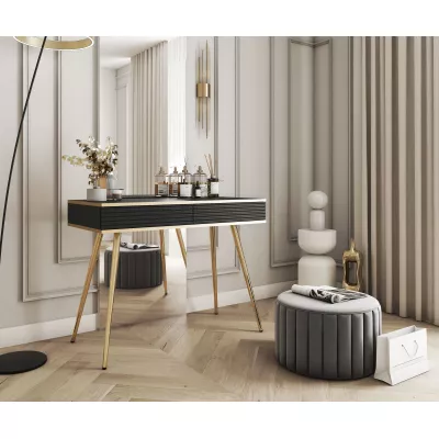 Konzolový stolek JENY 2 - černý / zlatý / zlaté nožky