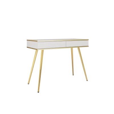 Konzolový stolek JENY 2 - bílý / zlatý / zlaté nožky