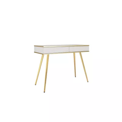 Konzolový stolek JENY 2 - bílý / zlatý / zlaté nožky