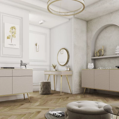 Konzolový stolek JENY 2 - béžový / zlatý / zlaté nožky