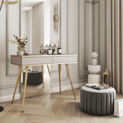 Konzolový stolek JENY 2 - béžový / zlatý / zlaté nožky