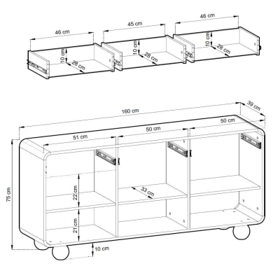 Široká kombinovaná komoda DARIO - kašmír