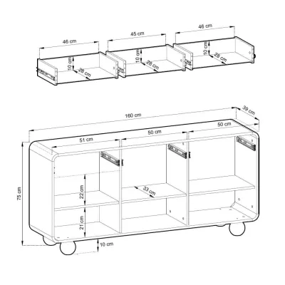 Široká kombinovaná komoda DARIO - kašmír