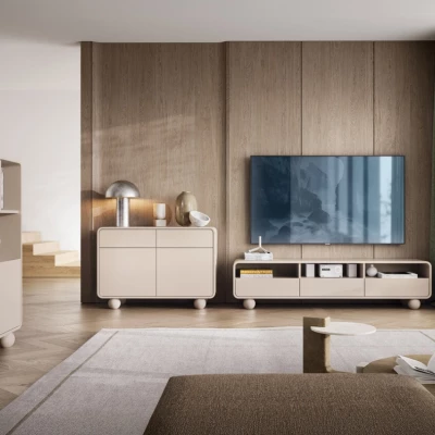 Policový regál s dvířky DARIO - kašmír