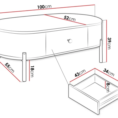 Konferenční stolek TAZEVEL - pískový béžový