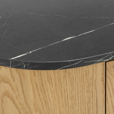 Kombinovaná komoda TANGIER - dub cremona / černý mramor / zlatá