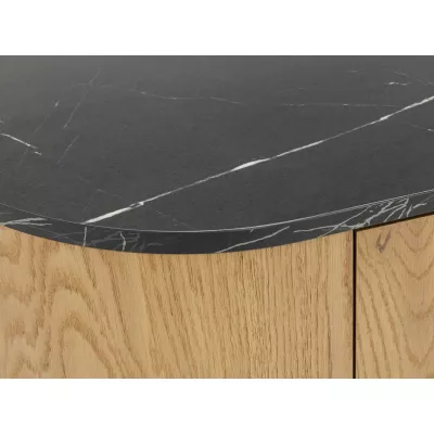 Kombinovaná komoda TANGIER - dub cremona / černý mramor / zlatá