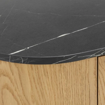 Komoda s dvířky TANGIER - dub cremona / černý mramor / zlatá