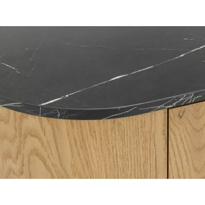 Komoda s dvířky TANGIER - dub cremona / černý mramor / zlatá