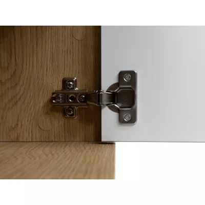 Komoda s dvířky TANGIER - dub cremona / černý mramor / zlatá