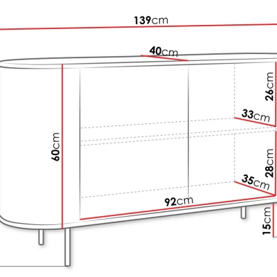 Komoda s dvířky TANGIER - dub cremona / černý mramor / zlatá