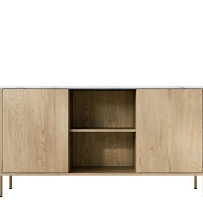 Kombinovaná komoda TANGIER - dub cremona / černý mramor / zlatá