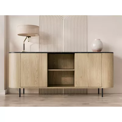 Kombinovaná komoda TANGIER - dub cremona / černý mramor / černá