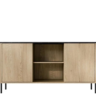 Kombinovaná komoda TANGIER - dub cremona / černý mramor / černá