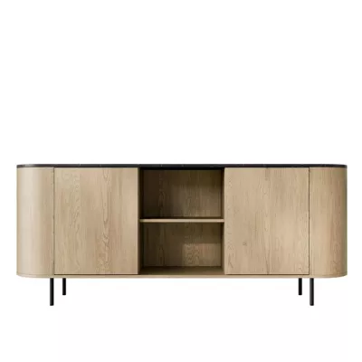 Kombinovaná komoda TANGIER - dub cremona / černý mramor / černá