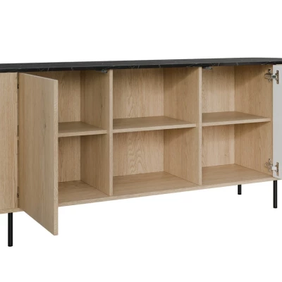 Kombinovaná komoda TANGIER - dub cremona / černý mramor / černá