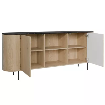 Kombinovaná komoda TANGIER - dub cremona / černý mramor / černá