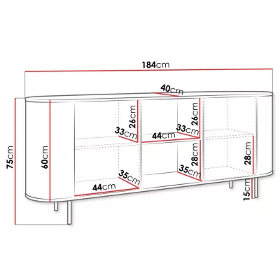 Kombinovaná komoda TANGIER - dub cremona / černý mramor / černá