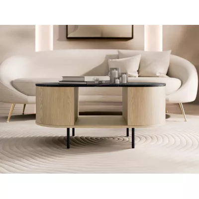 Konferenční stolek TANGIER - dub cremona / černý mramor / černý