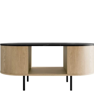 Konferenční stolek TANGIER - dub cremona / černý mramor / černý