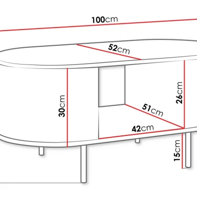 Konferenční stolek TANGIER - dub cremona / černý mramor / černý