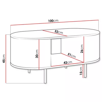 Konferenční stolek TANGIER - dub cremona / černý mramor / černý