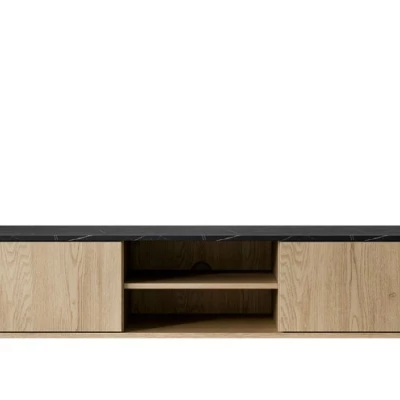 Široký TV stolek TANGIER - dub cremona / černý mramor / černý