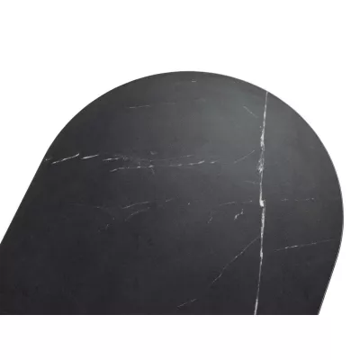 Široký TV stolek TANGIER - dub cremona / černý mramor / zlatý