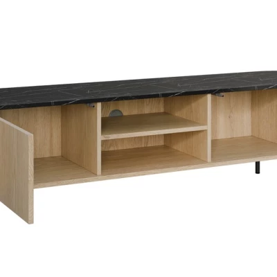 Široký TV stolek TANGIER - dub cremona / černý mramor / černý