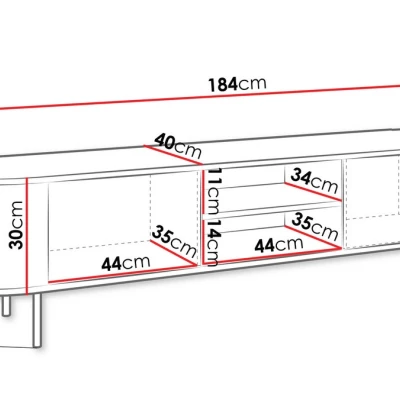 Široký TV stolek TANGIER - dub cremona / černý mramor / černý