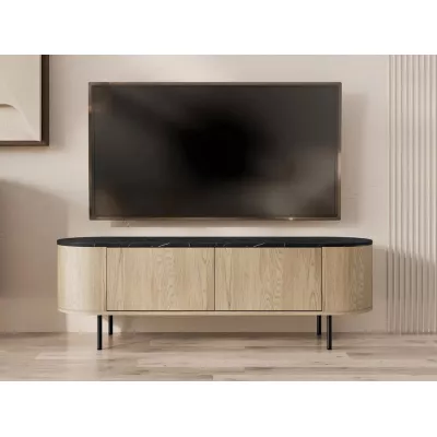 TV stolek TANGIER - dub cremona / černý mramor / černý