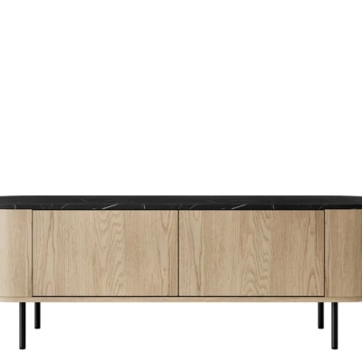 TV stolek TANGIER - dub cremona / černý mramor / černý