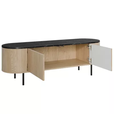 TV stolek TANGIER - dub cremona / černý mramor / černý