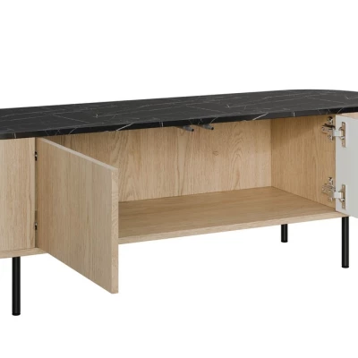 TV stolek TANGIER - dub cremona / černý mramor / zlatý