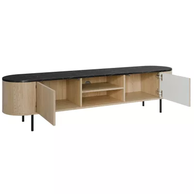 Nábytek do obývacího pokoje TANGIER - dub cremona / černý mramor / zlatý