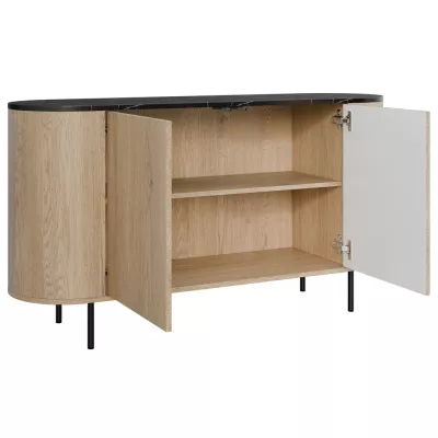 Nábytek do obývacího pokoje TANGIER - dub cremona / černý mramor / zlatý