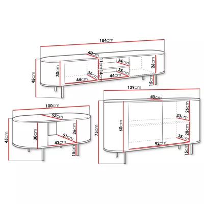 Nábytek do obývacího pokoje TANGIER - dub cremona / černý mramor / zlatý