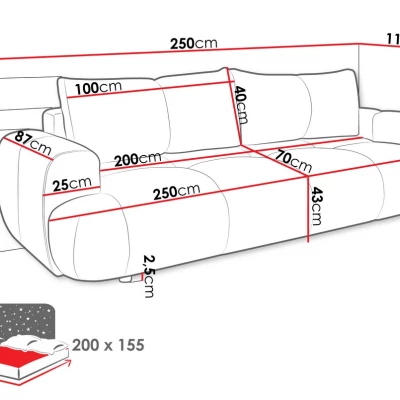 Rozkládací pohovka s úložným prostorem ERBIN - šedá