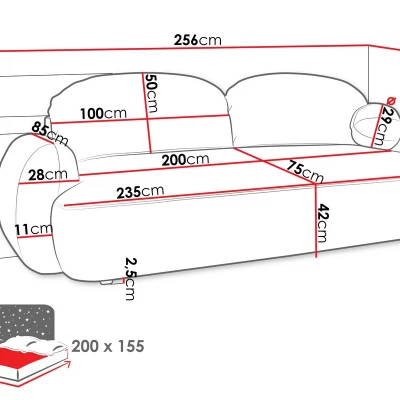 Rozkládací pohovka JACKI - teplá šedá