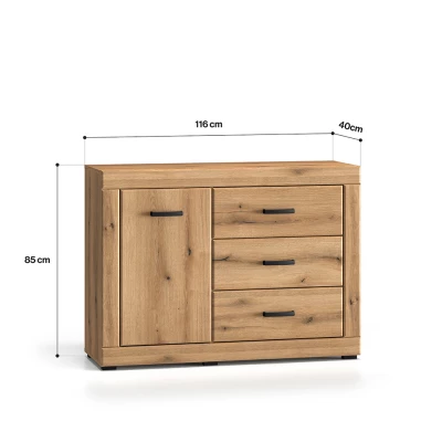 Komoda se šuplíky a dvířky ADELLA - dub evoke