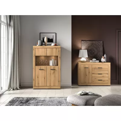 Nízká prosklená vitrína ADELLA - dub evoke