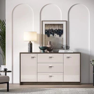 Široká kombinovaná komoda SAFIEH - dub / kašmír