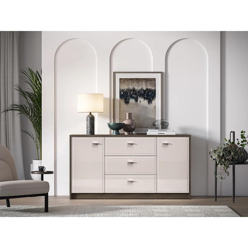 Široká kombinovaná komoda SAFIEH - dub / kašmír