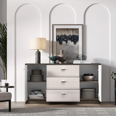 Široká kombinovaná komoda SAFIEH - dub / kašmír