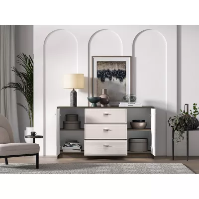 Široká kombinovaná komoda SAFIEH - dub / kašmír