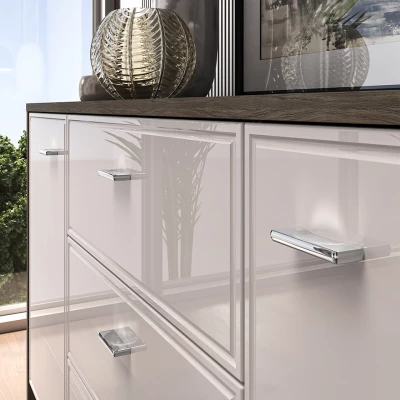 Široká kombinovaná komoda SAFIEH - dub / kašmír