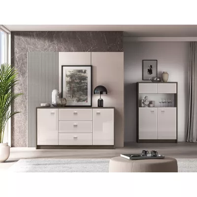 Široká kombinovaná komoda SAFIEH - dub / kašmír