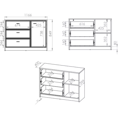 Kombinovaná komoda SAFIEH - dub / kašmír