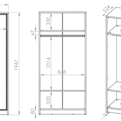Šatní skříň 89 cm SAFIEH - dub / kašmír